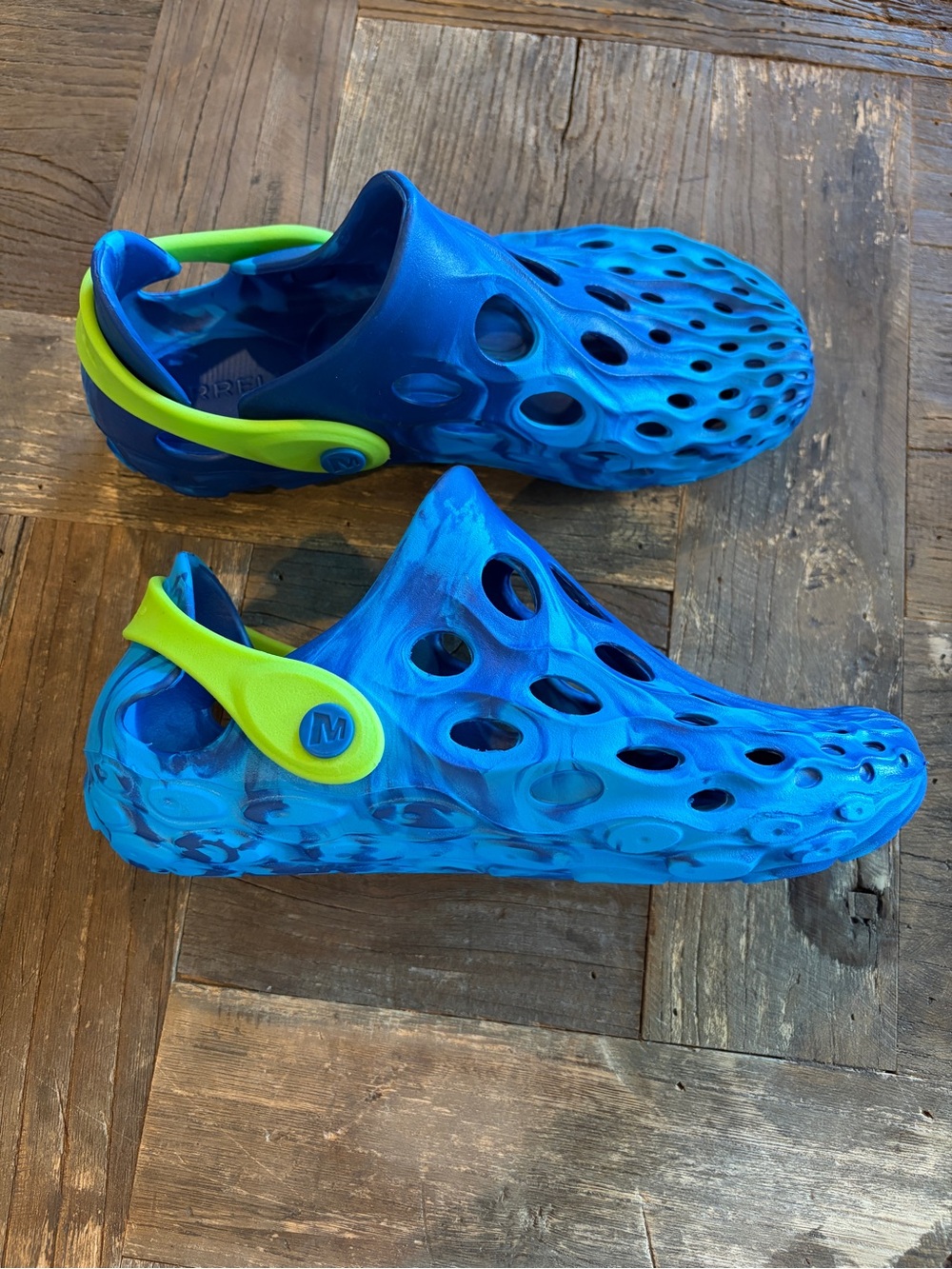 NWOT Merrell K3 Blue Lime Hydro Moc Water Shoes Clogs Slip On Clogs